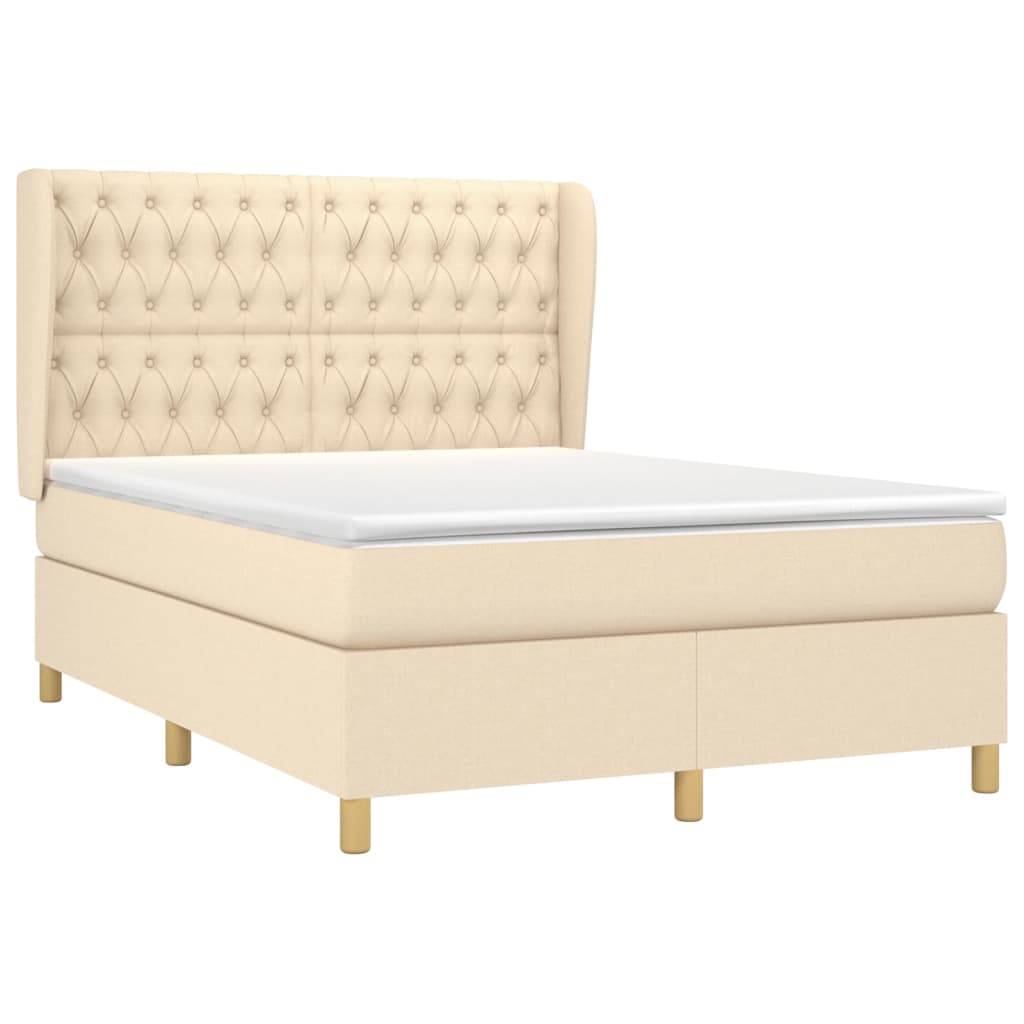 Thumbnail - vidaXL Boxspringbett mit Matratze Creme 140x190 cm Stoff