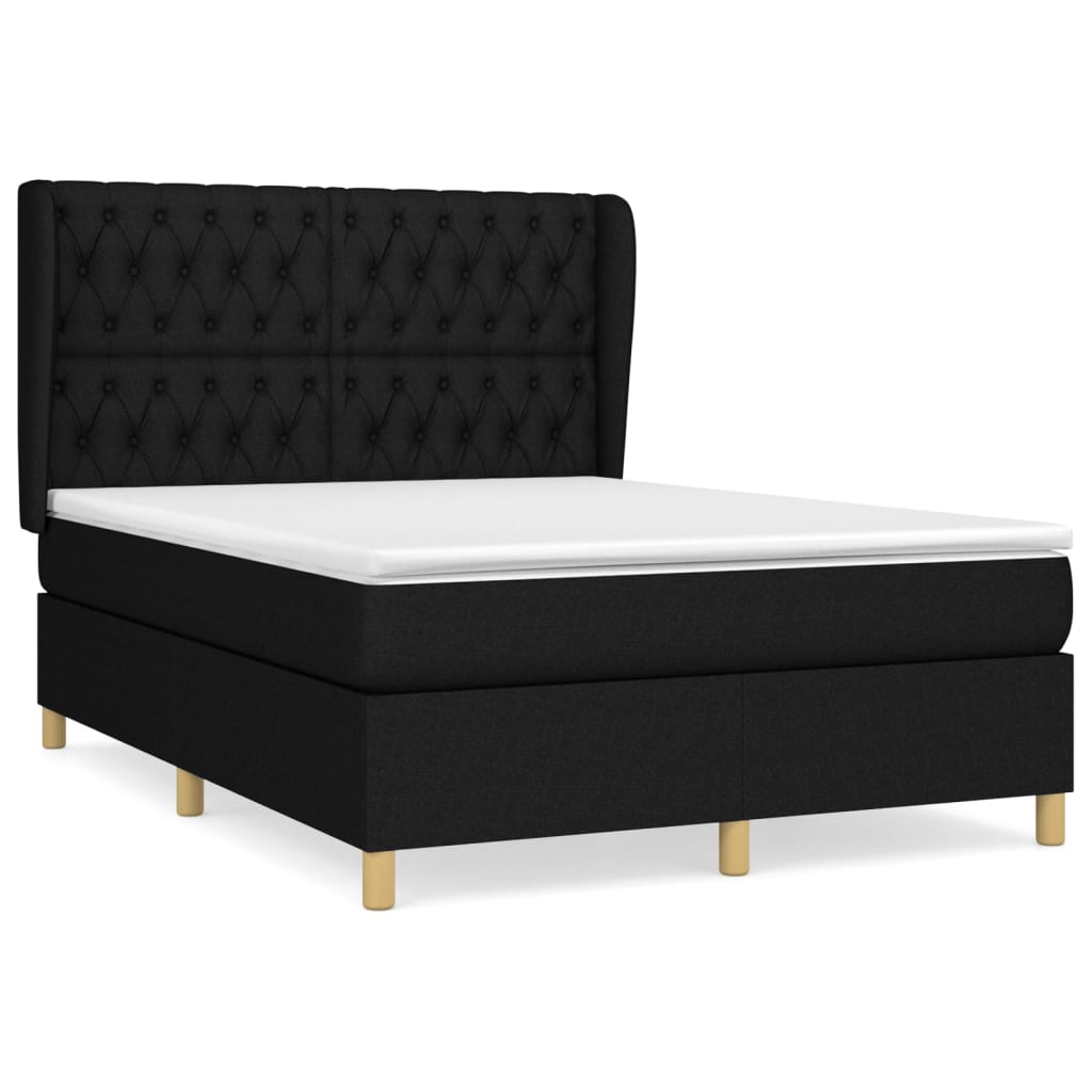 Thumbnail - vidaXL Boxspringbett mit Matratze Schwarz 140x200 cm Stoff