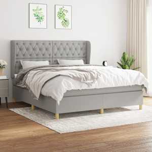 Box spring postel s matrací světle šedá 160 x 200 cm textil - obrázek 1