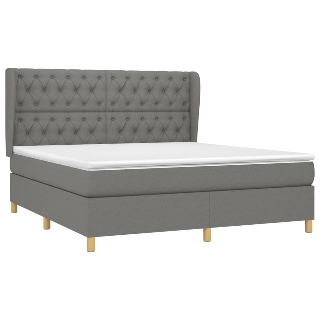 Thumbnail - vidaXL Boxspringbett mit Matratze Dunkelgrau 160x200 cm Stoff