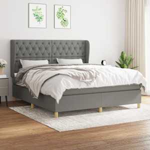 Box spring postel s matrací tmavě šedá 160x200 cm textil - obrázek 1