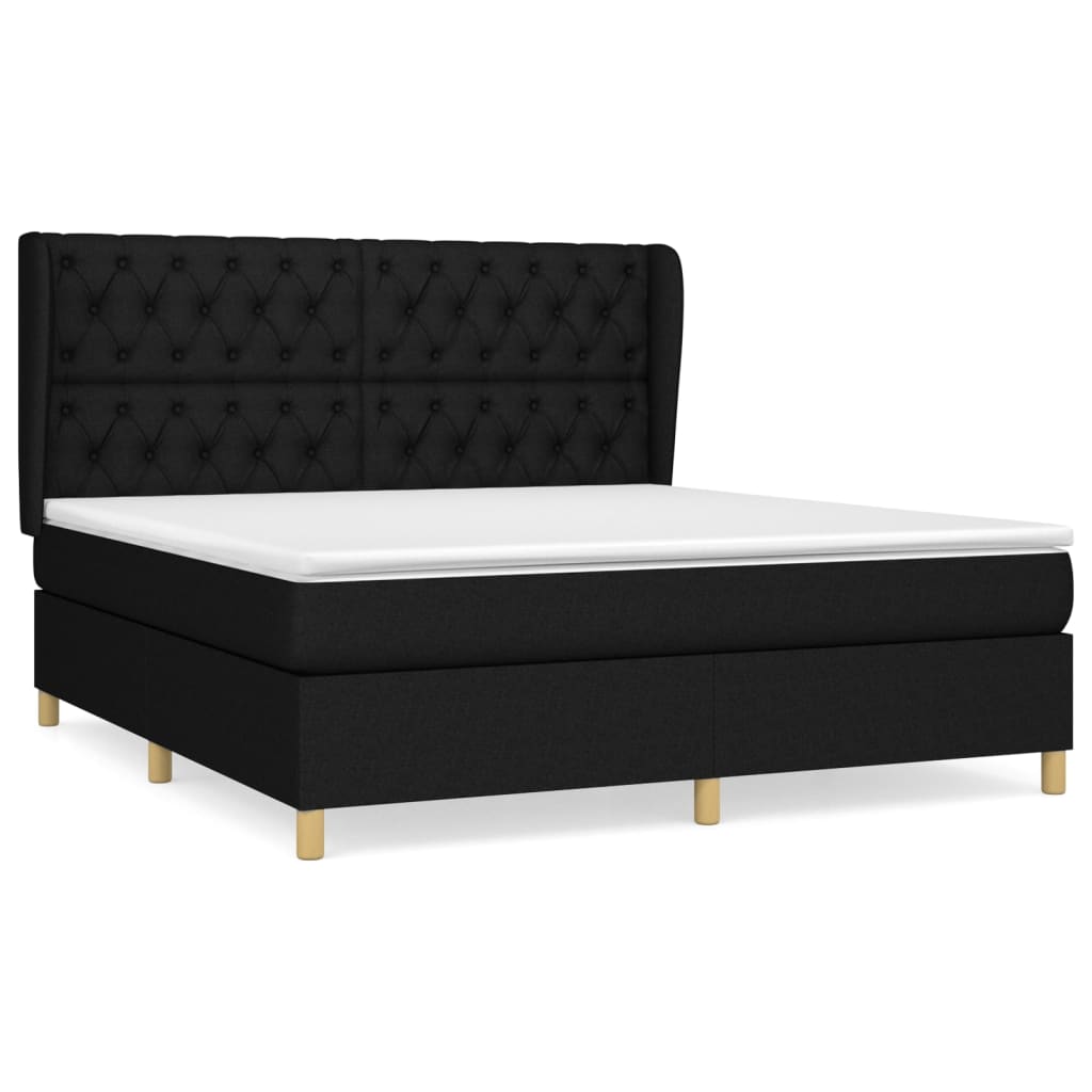 vidaXL Box spring postel s matrací černá 160x200 cm textil