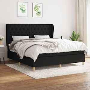 Box spring postel s matrací černá 160x200 cm textil - obrázek 1