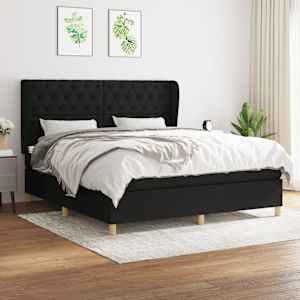 Box spring postelja z vzmetnico črna 160x200 cm blago