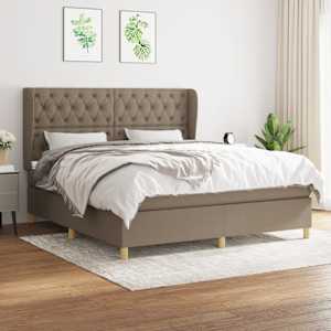 Box spring postel s matrací taupe 160x200 cm textil - obrázek 1