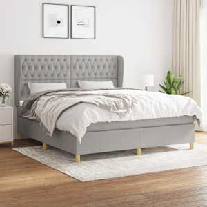 Box spring postel s matrací světle šedá 180 x 200 cm textil - obrázek 1