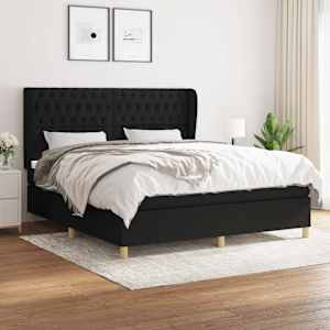 Box spring postel s matrací černá 180x200 cm textil - obrázek 1