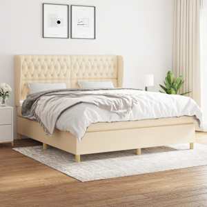 Box spring postel s matrací krémová 180x200 cm textil - obrázek 1