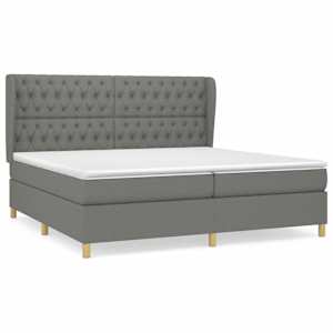 Box spring postel s matrací tmavě šedá 200x200 cm textil - obrázek 2