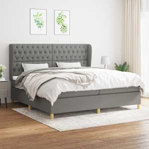 Box spring postel s matrací tmavě šedá 200x200 cm textil - obrázek 1