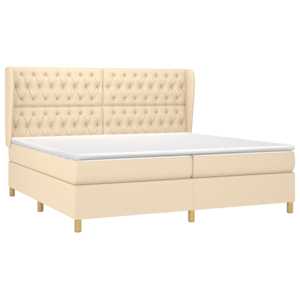 Box spring postel s matrací krémová 200x200 cm textil - obrázek 3