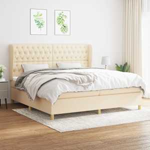 Box spring postel s matrací krémová 200x200 cm textil - obrázek 1