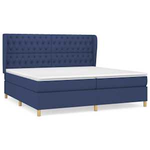 Box spring postel s matrací modrá 200x200 cm textil - obrázek 2
