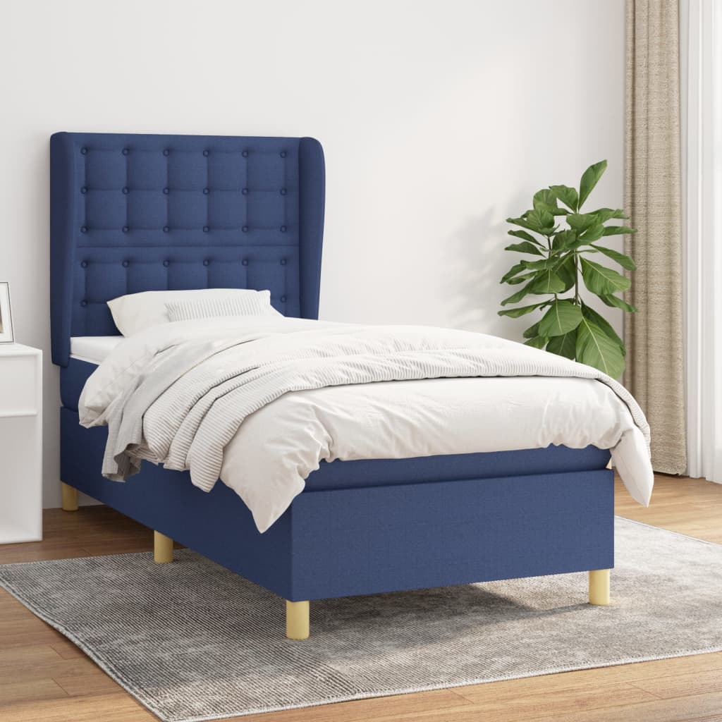 vidaXL Boxspringbett mit Matratze Blau 80x200 cm Stoff