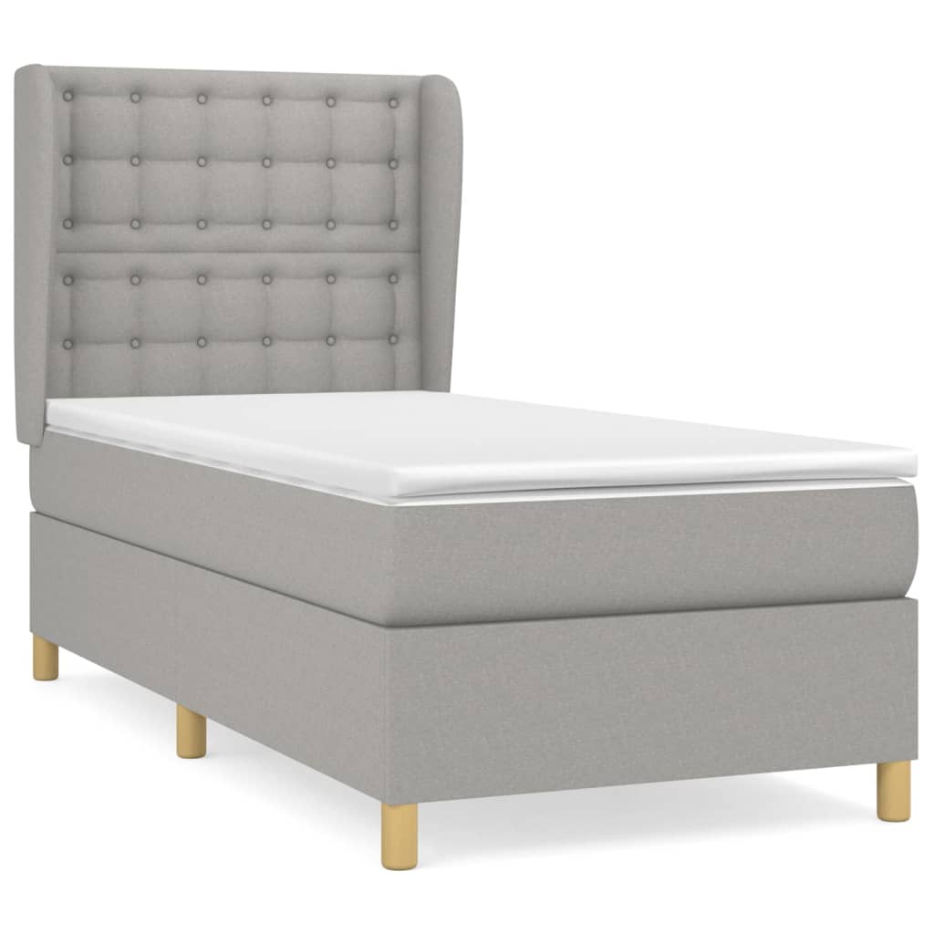 vidaXL Box spring postel s matrací světle šedá 90x190 cm textil