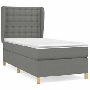 Box spring postel s matrací tmavě šedá 90x190 cm textil - obrázek 2