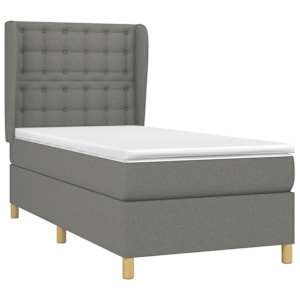 Box spring postel s matrací tmavě šedá 90x190 cm textil - obrázek 3
