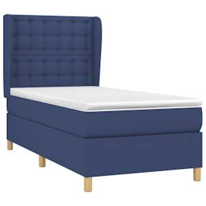 Box spring postel s matrací modrá 90x190 cm textil - obrázek 3