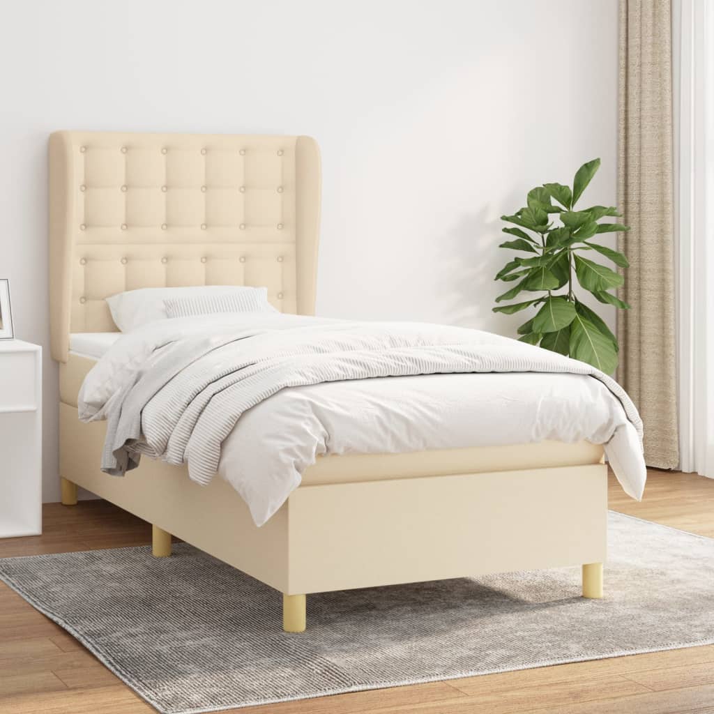 Boxspringbett mit Matratze Creme 90×200 cm Stoff