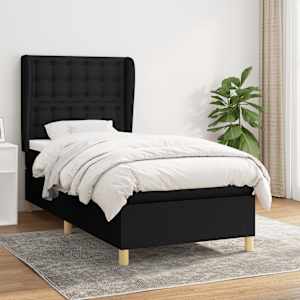 Box spring postel s matrací černá 100 x 200 cm textil - obrázek 1