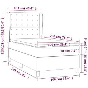 Box spring postel s matrací tmavě hnědá 100 x 200 cm textil - obrázek 7