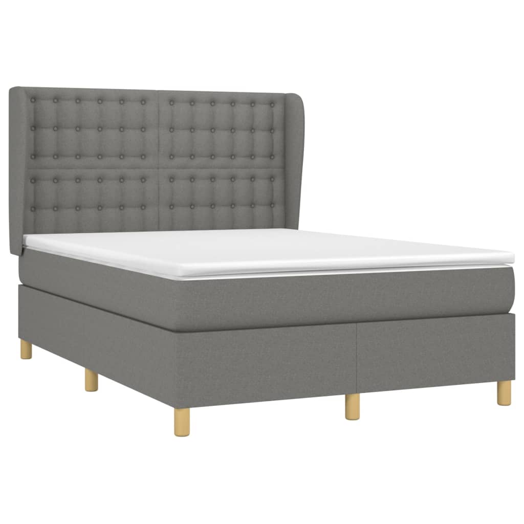 vidaXL Boxspring met matras stof donkergrijs 140x190 cm afbeelding