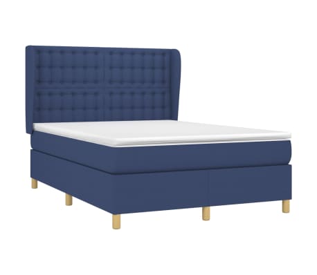 vidaXL Boxspringbett mit Matratze Blau 140x200 cm Stoff