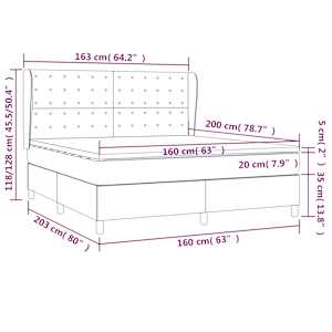 Box spring postel s matrací tmavě šedá 160x200 cm textil - obrázek 7