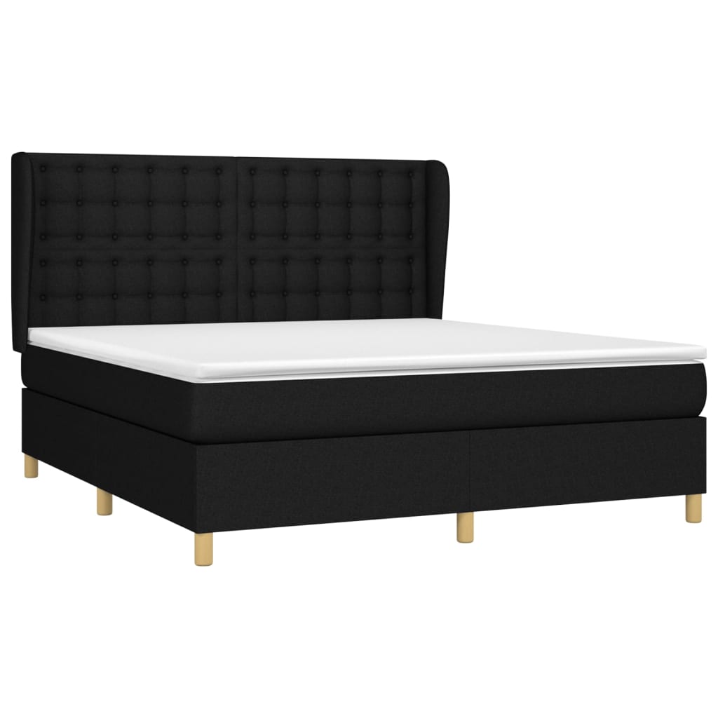 vidaXL Boxspring met matras stof zwart 160x200 cm afbeelding