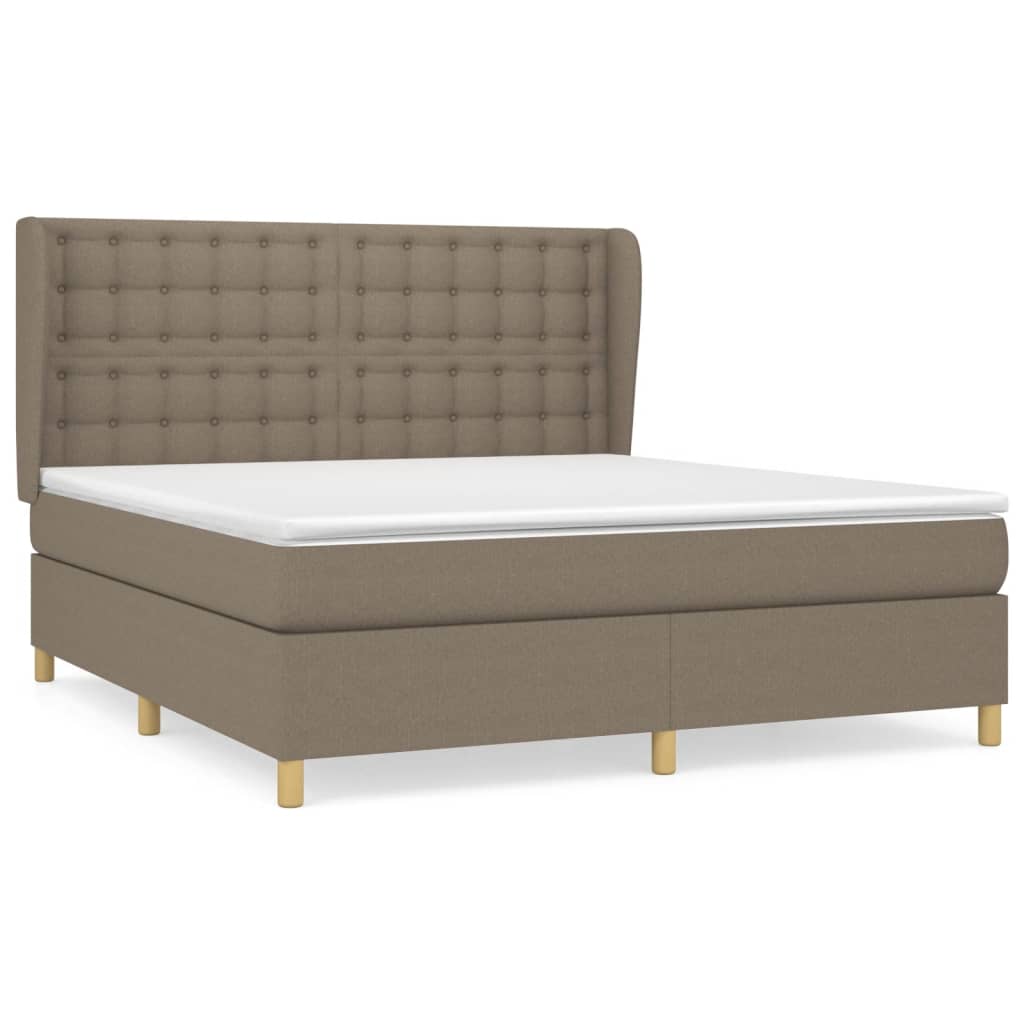 vidaXL Box spring postelja z vzmetnico taupe 160x200 cm blago