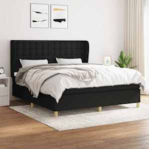 Box spring postel s matrací černá 180x200 cm textil - obrázek 1