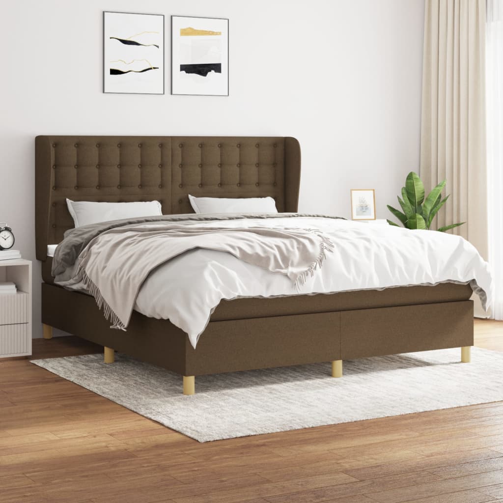 vidaXL Pat continental cu saltea maro închis 180x200cm material textil 180x200cm imagine noua