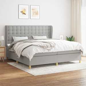 Box spring postelja z vzmetnico svetlo siva 200x200 cm blago