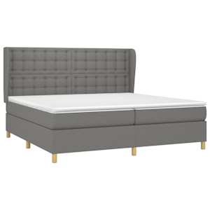 Box spring postel s matrací tmavě šedá 200x200 cm textil - obrázek 3