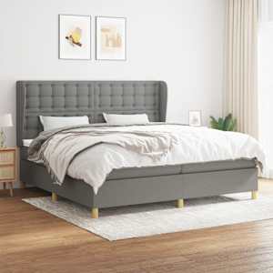 Box spring postel s matrací tmavě šedá 200x200 cm textil - obrázek 1