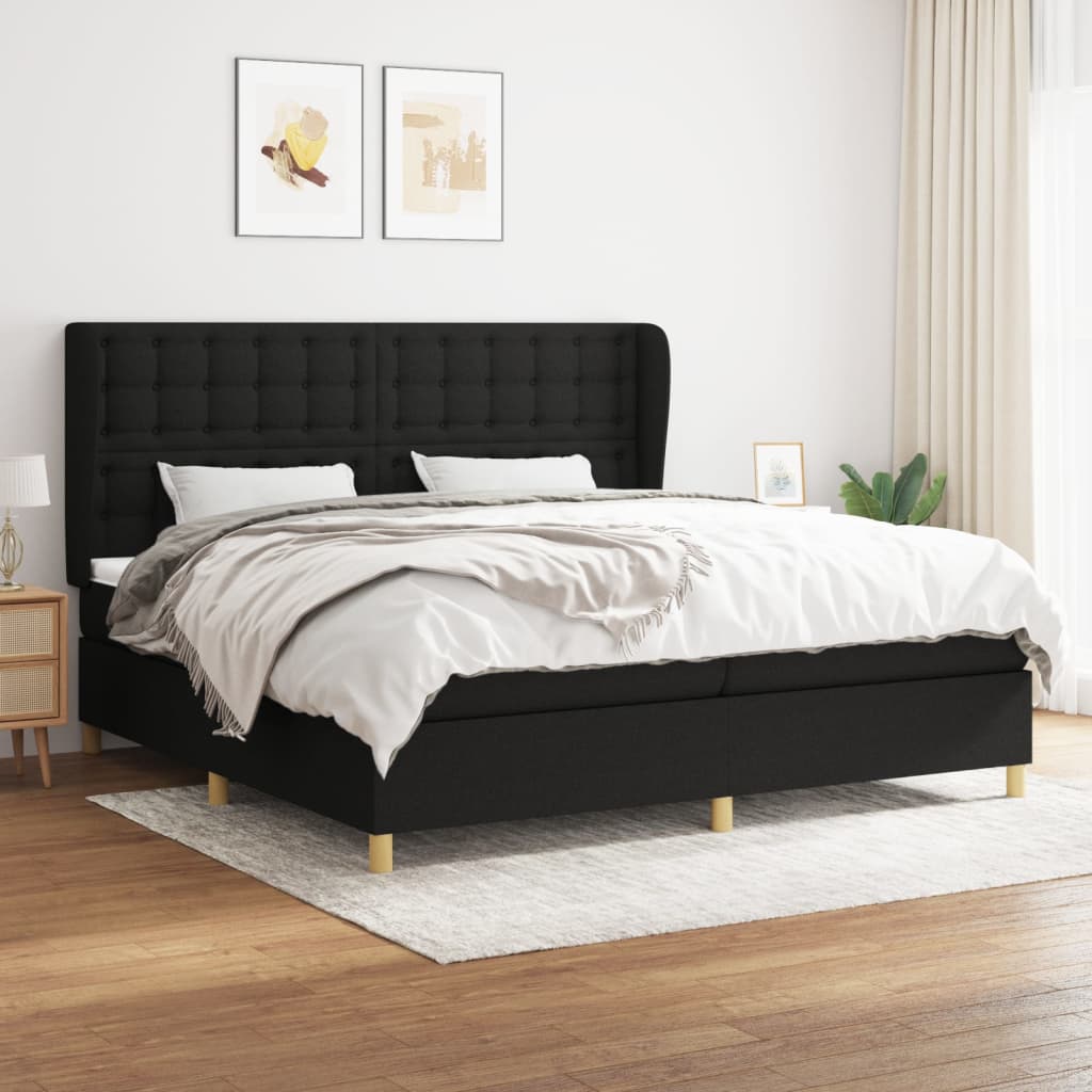 Boxspringbett mit Matratze Schwarz 200×200 cm Stoff