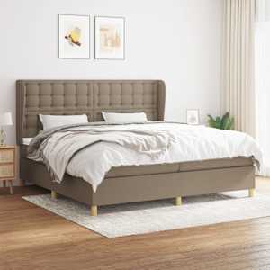 Box spring postelja z vzmetnico taupe 200x200 cm blago