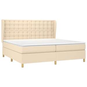Box spring postel s matrací krémová 200x200 cm textil - obrázek 3