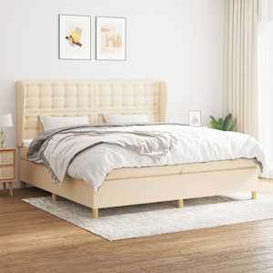 Box spring postel s matrací krémová 200x200 cm textil - obrázek 1