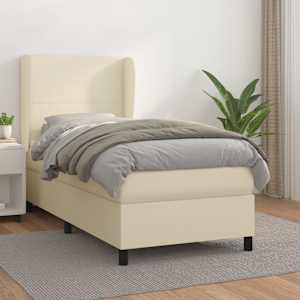 Box spring postelja z vzmetnico krem 80x200 cm umetno usnje