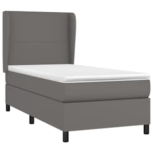 vidaXL Κρεβάτι Boxspring με Στρώμα Γκρι 80 x 200 εκ. Συνθετικό Δέρμα
