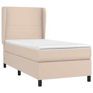 vidaXL Boxspring met matras kunstleer cappuccinokleurig 80x200 cm