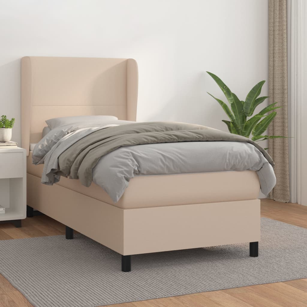 vidaXL Boxspringbett mit Matratze Cappuccino-Braun 80x200cm Kunstleder