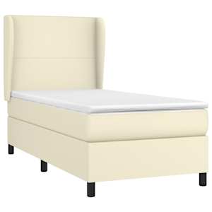 Box spring postel s matrací krémová 90x190 cm umělá kůže - obrázek 3