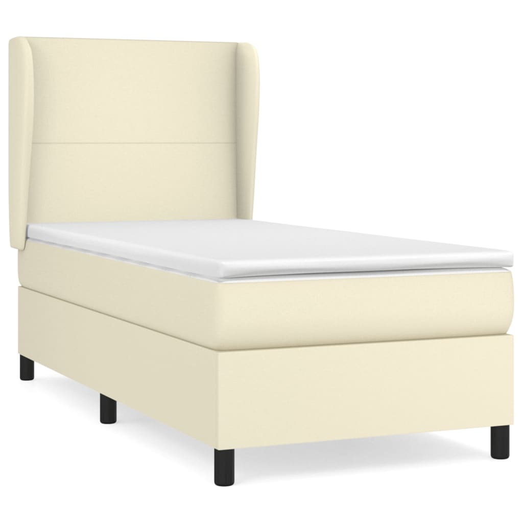 E-shop vidaXL Boxspring posteľ s matracom krémová 100x200 cm umelá koža