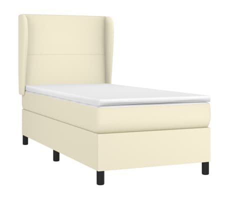 vidaXL Box spring postel s matrací krémová 100x200 cm umělá kůže