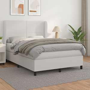 Box spring postel s matrací bílá 140 x 190 cm umělá kůže - obrázek 1