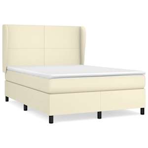 Box spring postel s matrací krémová 140x190 cm umělá kůže - obrázek 2