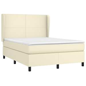 Box spring postel s matrací krémová 140x190 cm umělá kůže - obrázek 3