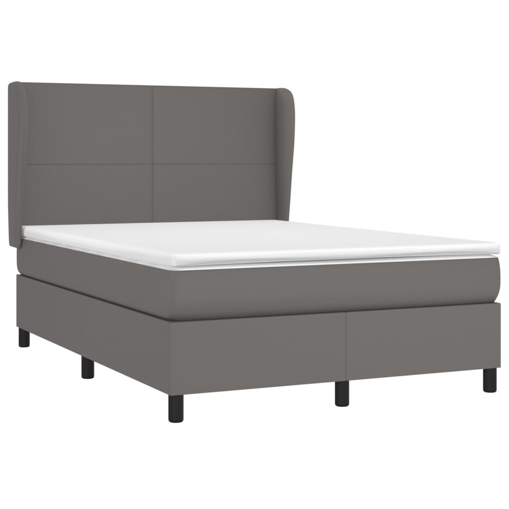 vidaXL Boxspring met matras kunstleer grijs 140x190 cm